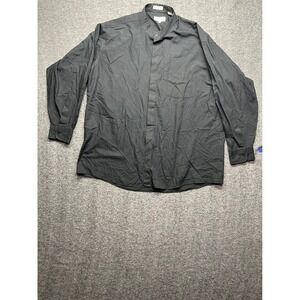 Lucasini Shirt Mens 18 34-35 Black Band Hidden Placket Single Needle Tailor